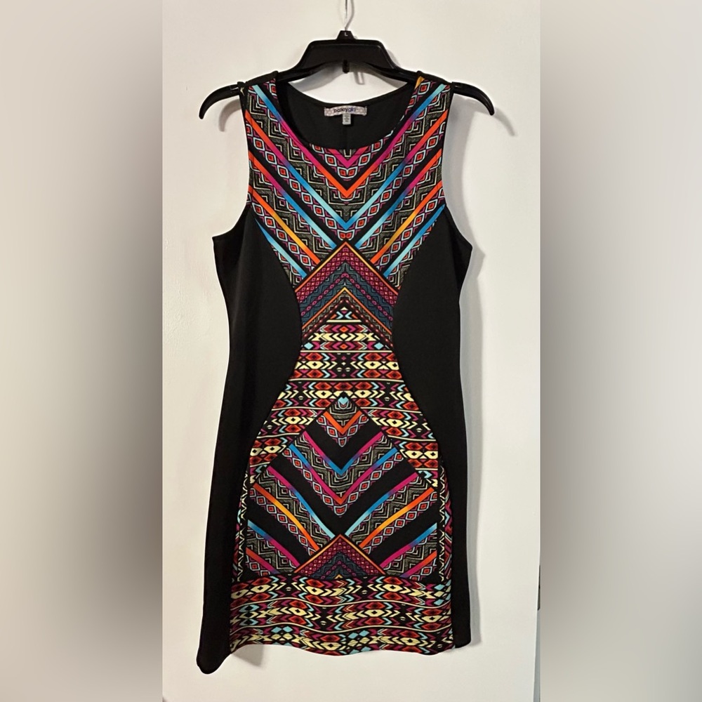 Geometric Patterned Black Dress